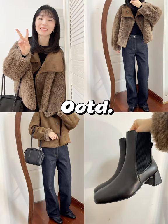 摇粒绒 H型 翻领 中长袖 裘毛袖 土褐色 土拨鼠 烟草色 基础扣饰 