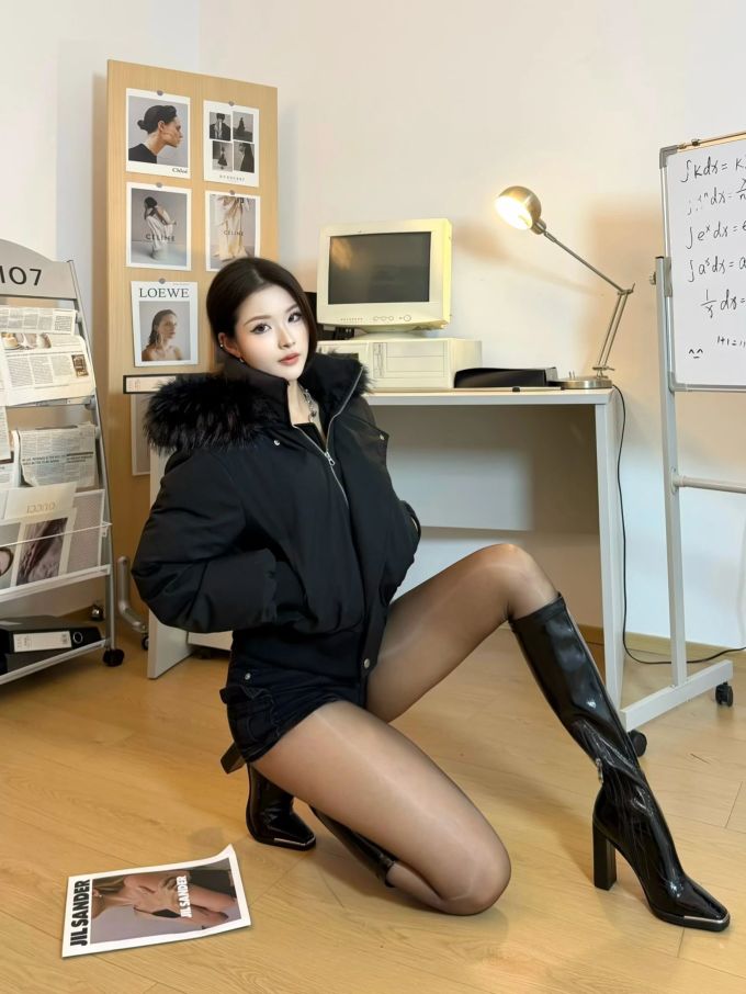 防护功能 H型 连帽领 中长袖 棉羽绒袖 燕尾服 咖啡褐色 毛条 基础扣饰 