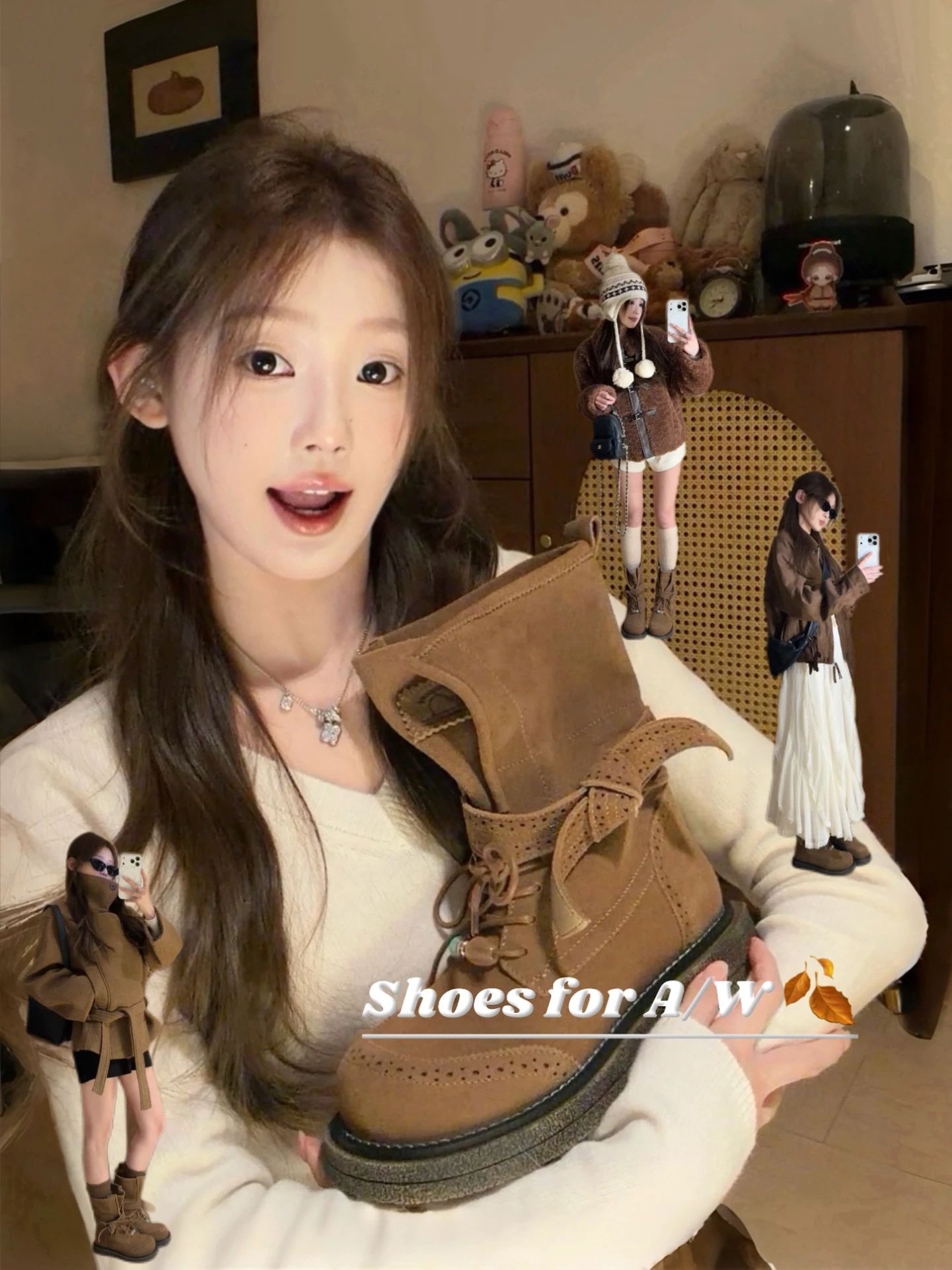 红糖色 橡皮色 沙漠棕榈色 圆头 系带 皮革  - VALI鞋履AI设计主图