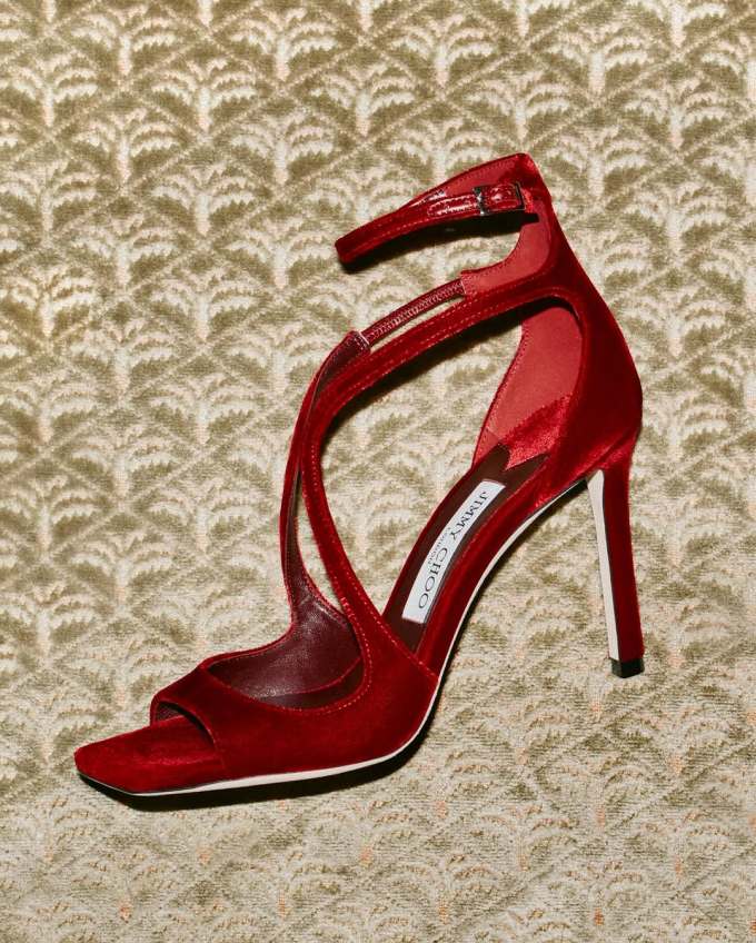 高跟 细跟 火红 烧结砖色 深洞 无帮 皮革 