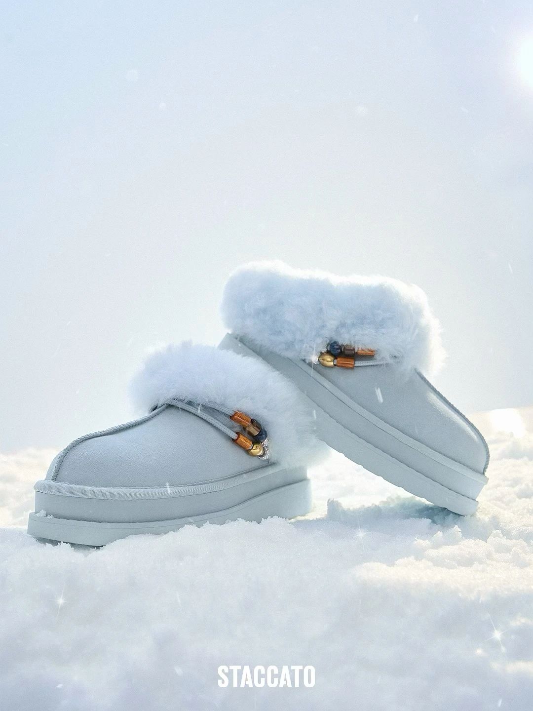 婴儿蓝 冬日灰 缆车 圆头 一脚蹬 绒毛/绒面  - VALI鞋履AI设计主图