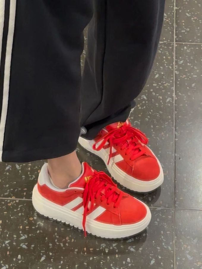 危险 夏日沙 石榴汁红 低帮 系带 皮革 