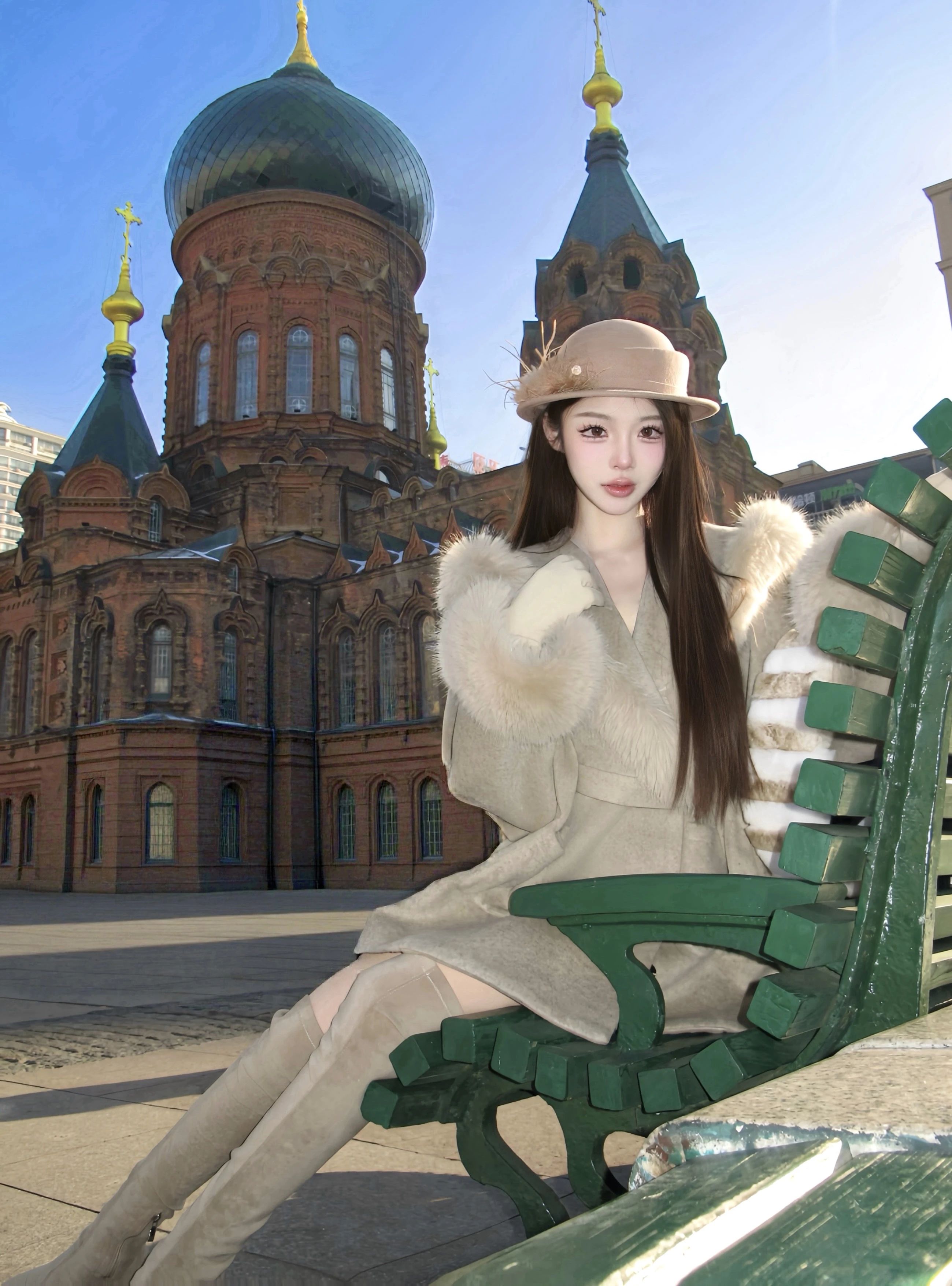 皮草面料 裘毛袖 羽毛灰 铝灰色 牧草绿 毛条  - VALI鞋履AI设计主图