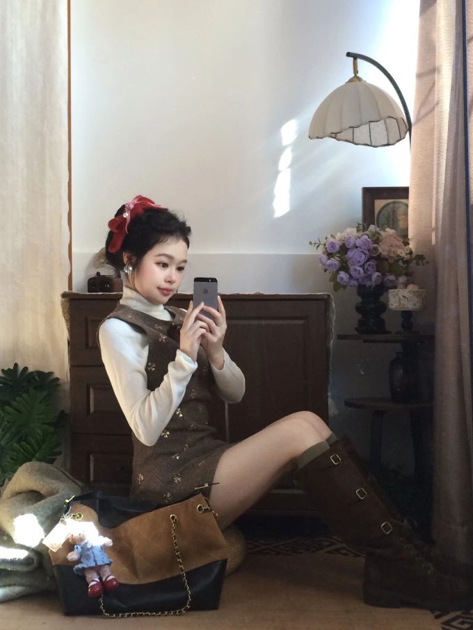 陨石色 咖啡褐色 系带 皮革 