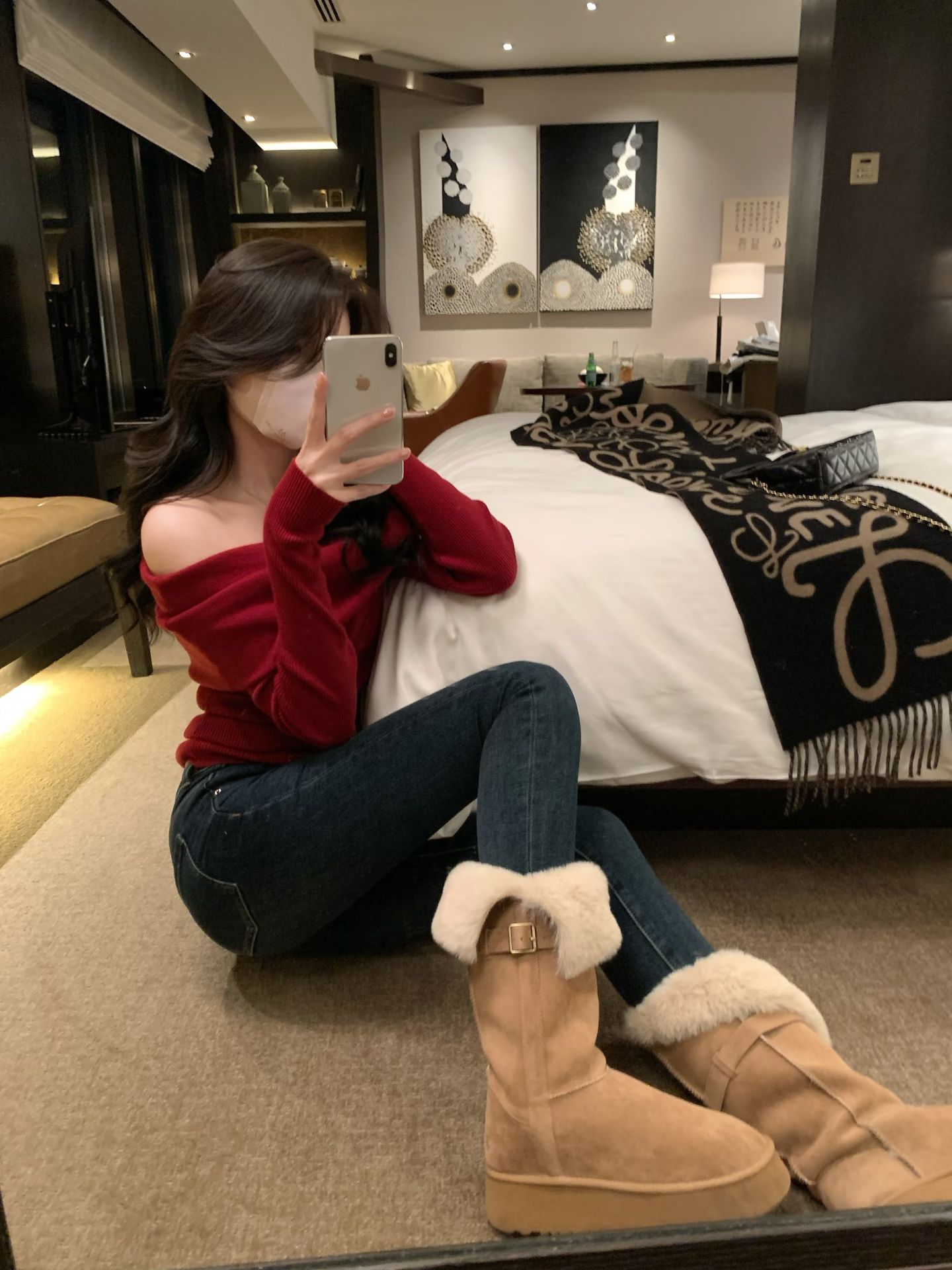 牛仔面料 洗水 尾气黑 大丽花红 韩系休闲 休闲  - VALI鞋履AI设计主图