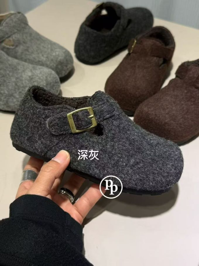 陨石色 不可穿透 火山灰 一脚蹬 袢扣 深口鞋 绒毛/绒面 