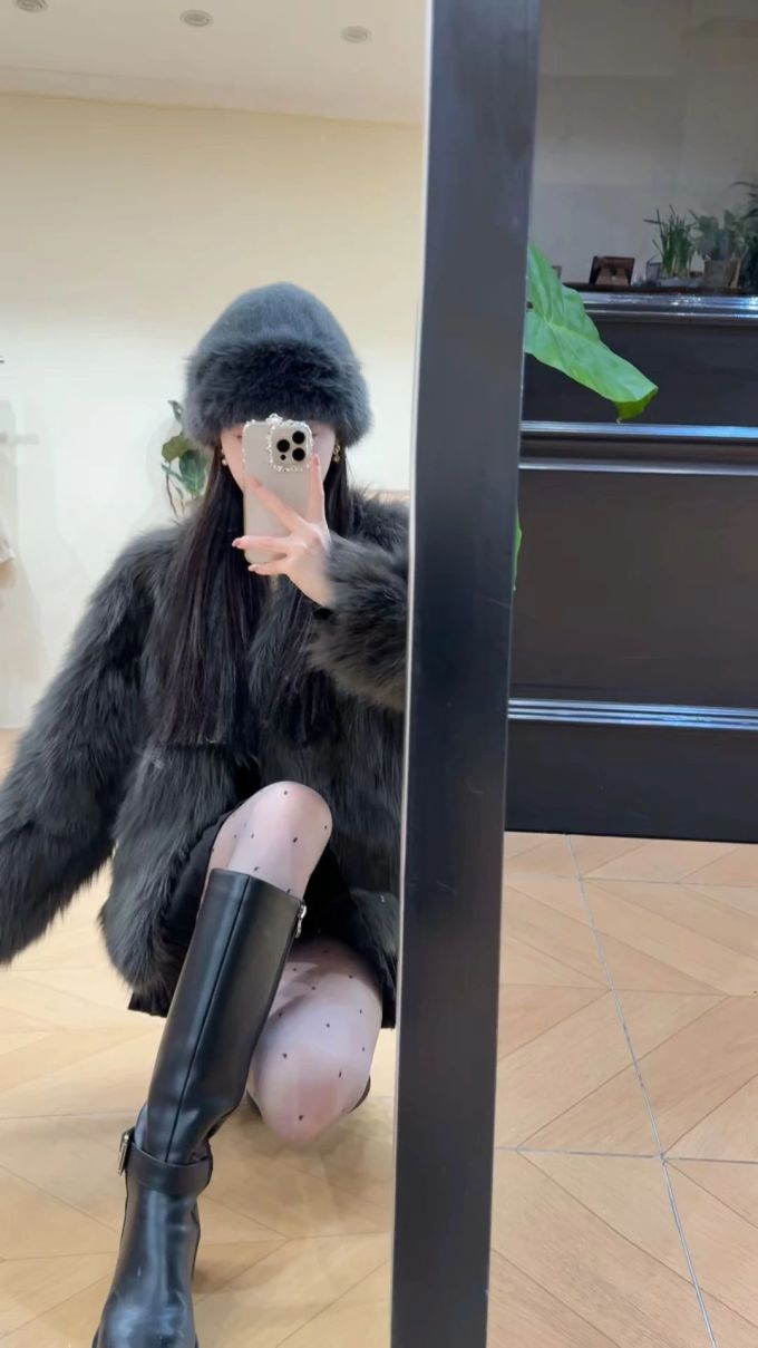 皮草面料 H型 裘毛袖 蓝黑色 湍流色 墨色 