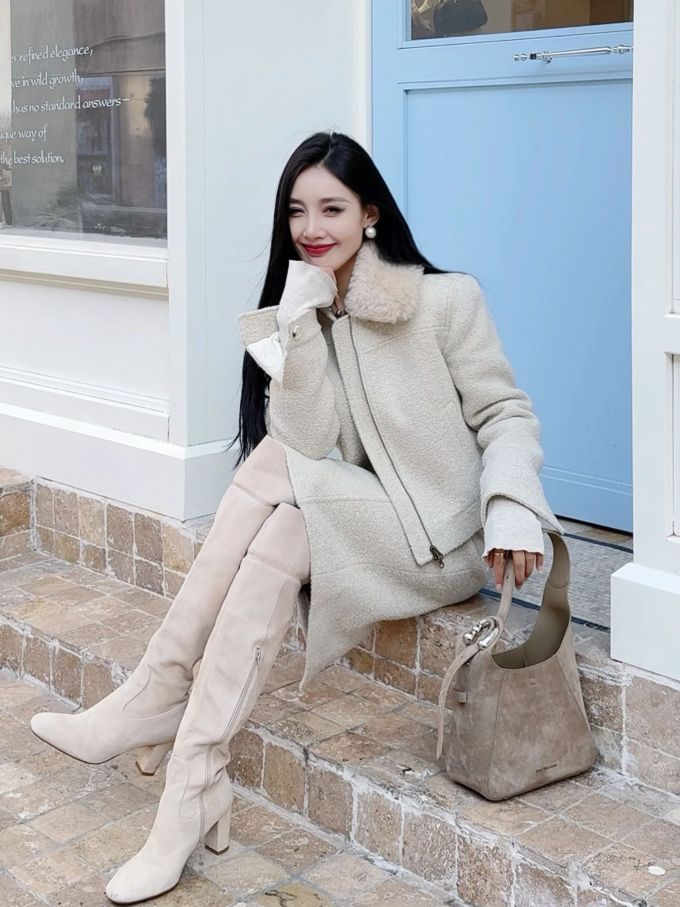 呢绒 H型 翻领 中长袖 基础袖 生丝 黎明蓝 月岩色 毛条 