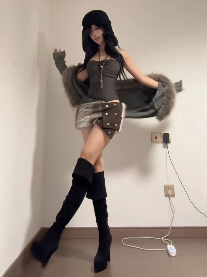 层叠袖 拼接 陨石色 棕灰色 鹪鹩色 