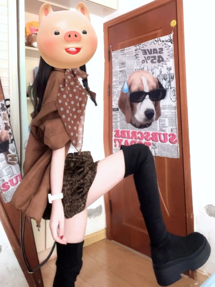 满印&循环 波点 印花 巧克力软糖 铁锈棕 红褐色 韩系休闲 休闲  - VALI鞋履AI设计主图