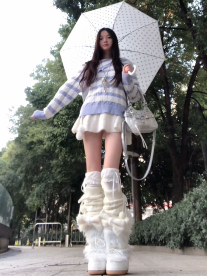 毛纺 H型 圆形领 中长袖 基础袖 满印&循环 格纹/菱格 细针 波斯紫 薄云 雨滴 甜美 Y2K 辣妹 