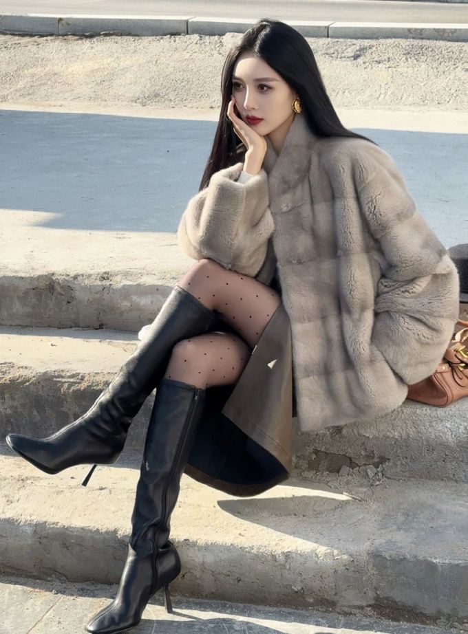 皮草面料 H型 裘毛袖 赤铁矿 浮木色 煤灰色 