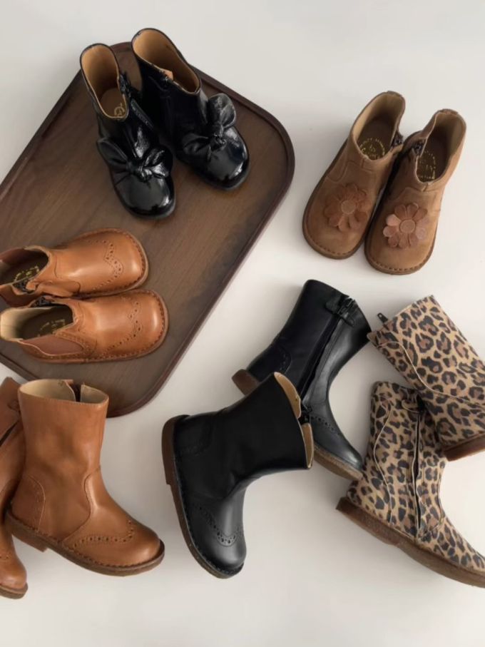 燕尾服 咖啡褐色 火山灰 圆头 皮革 