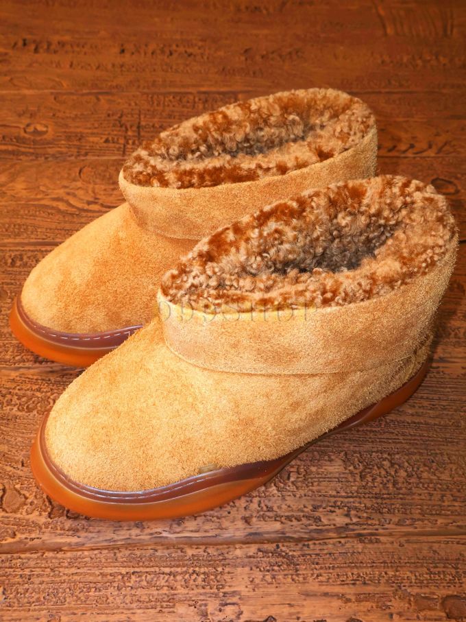 亚麻黄 黄晶色 糖杏仁 圆头 一脚蹬 绒毛/绒面 