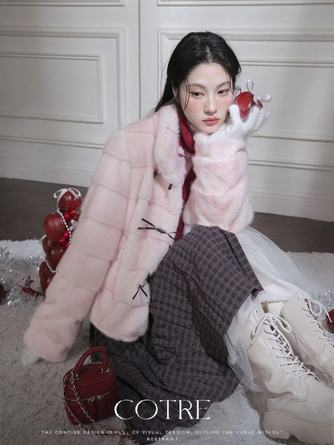 皮草面料 A型 裘毛袖 黑玛瑙 树皮色 丁香回响 基础扣饰 甜美 