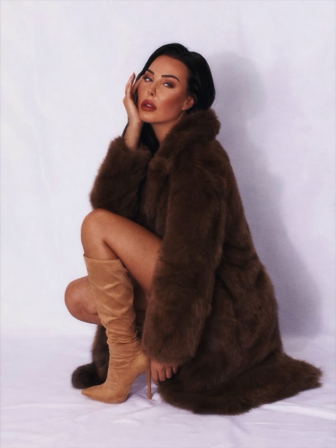 皮草面料 A型 裘毛袖 菊苣咖啡 鼹鼠色 琥珀褐  - VALI鞋履AI设计主图