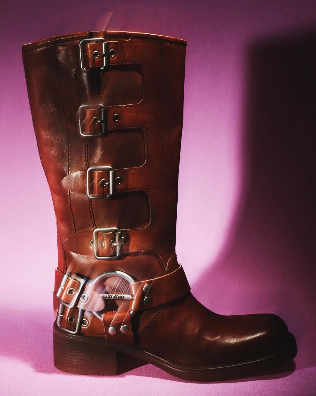 中跟 粗跟 巧克力毛毛雨 巧克力酱色 赭红色 方头 皮革  - VALI鞋履AI设计主图