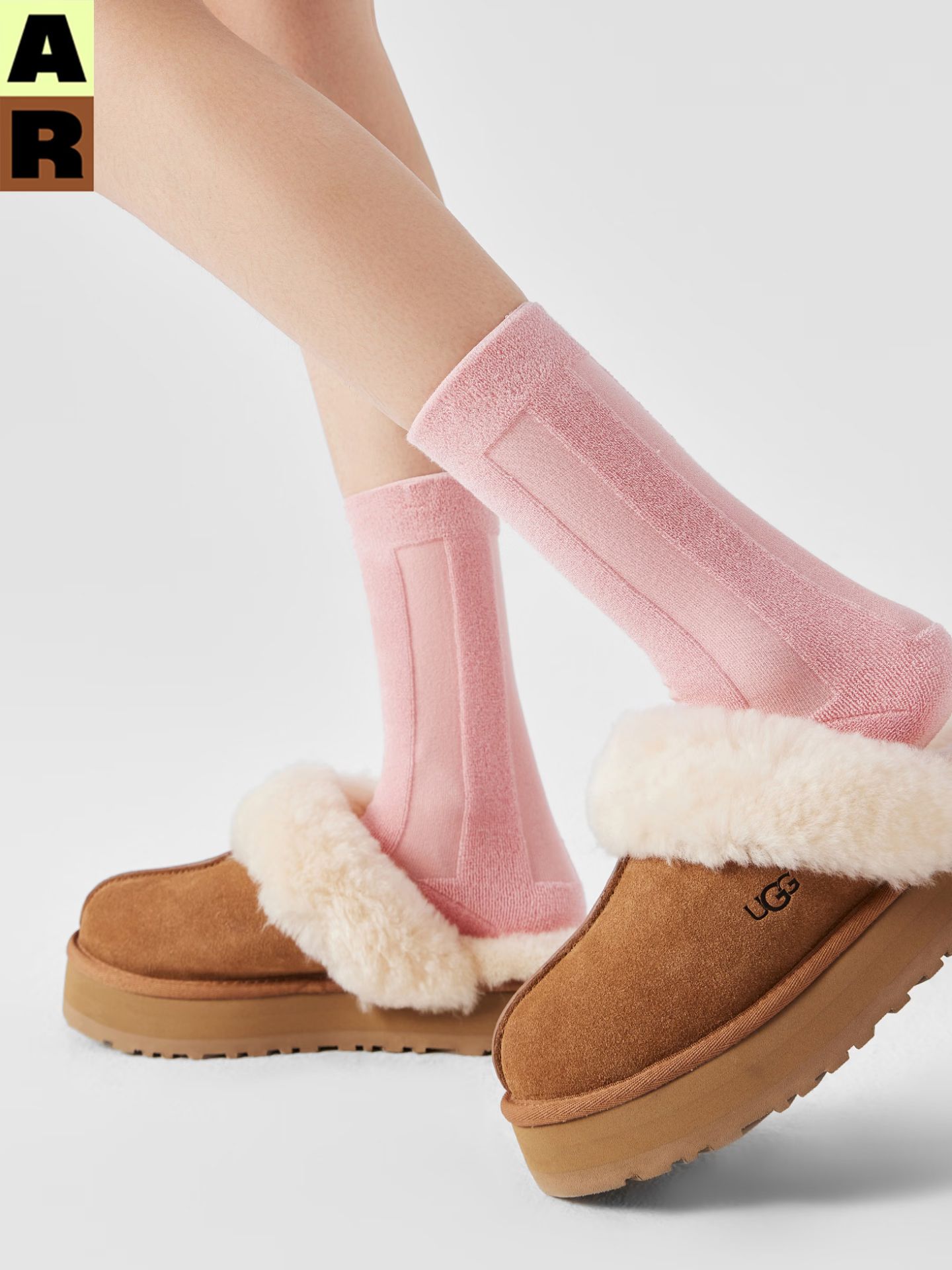 厚底 银粉色 土砖色 玫瑰石英 圆头 无帮 绒毛/绒面  - VALI鞋履AI设计主图