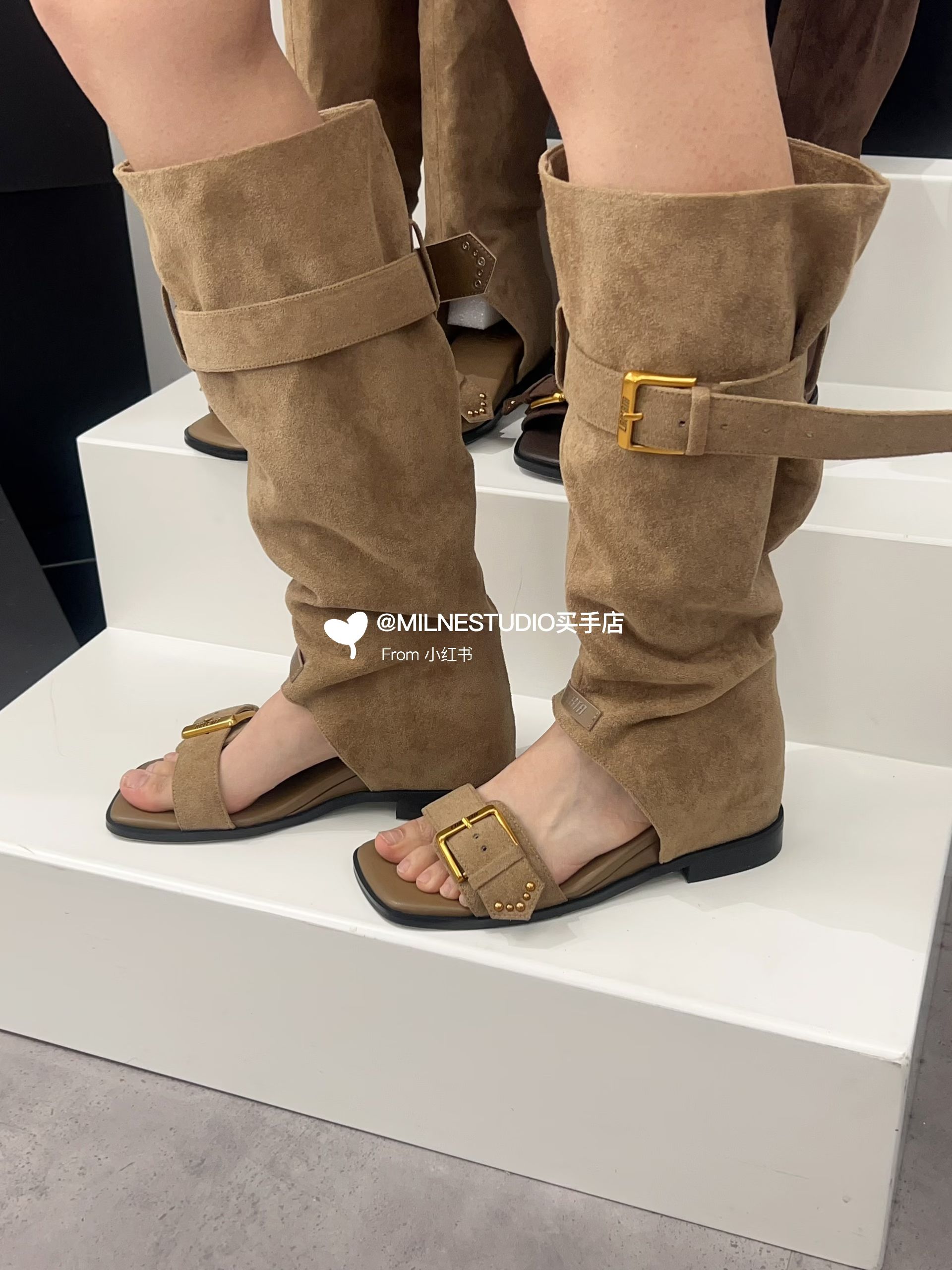 狐步舞 烟草色 咖啡酒色 方头 袢扣 皮革  - VALI鞋履AI设计主图