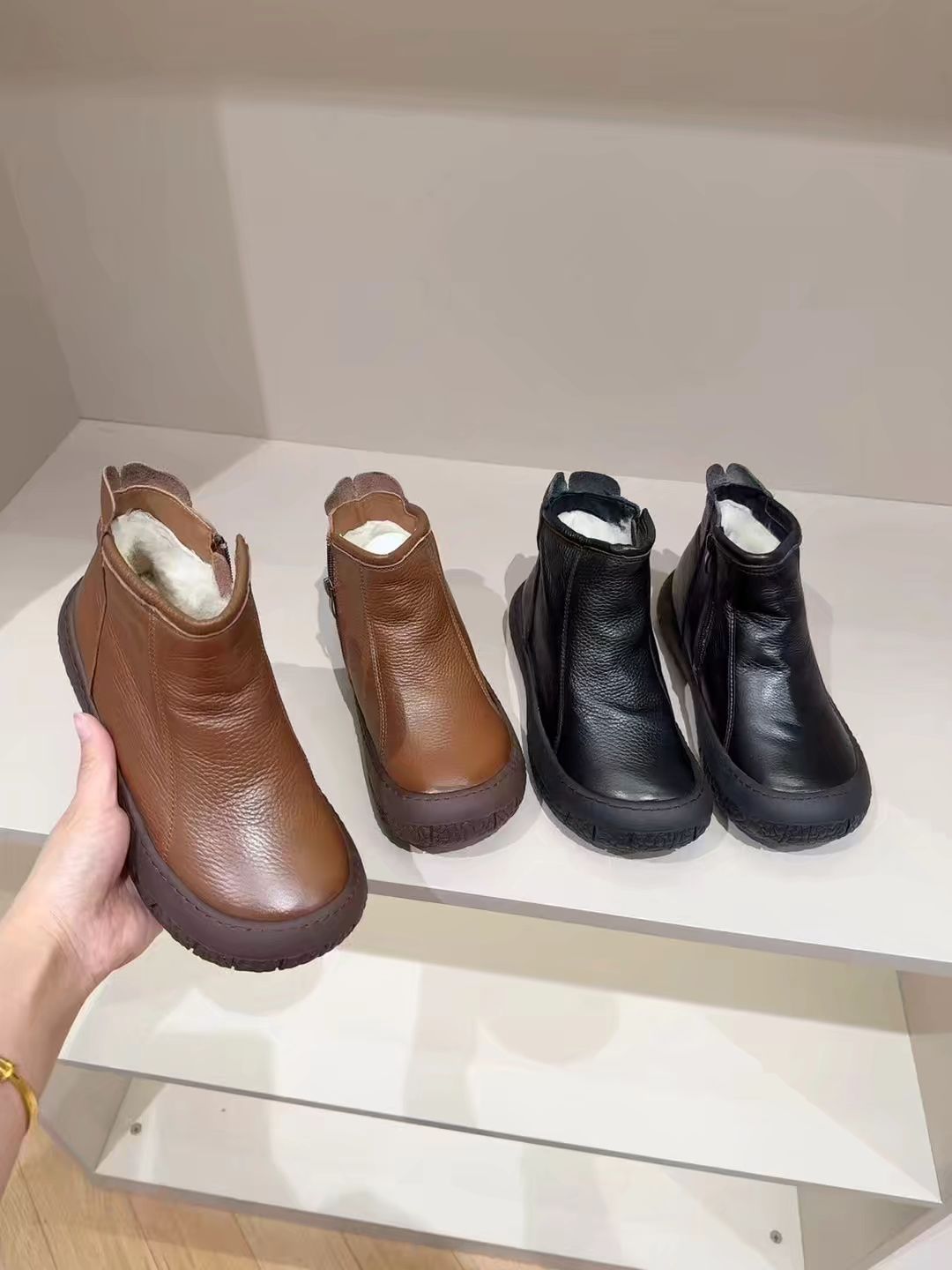 龟甲色 香煎 暗红棕色 圆头 皮革  - VALI鞋履AI设计主图