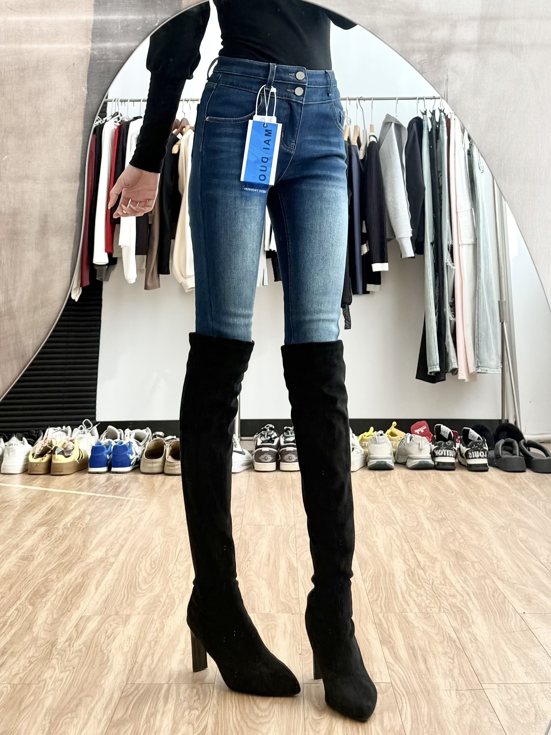 牛仔面料 洗水 选美蓝 鹦鹉螺 星球蓝 基础扣饰  - VALI鞋履AI设计主图