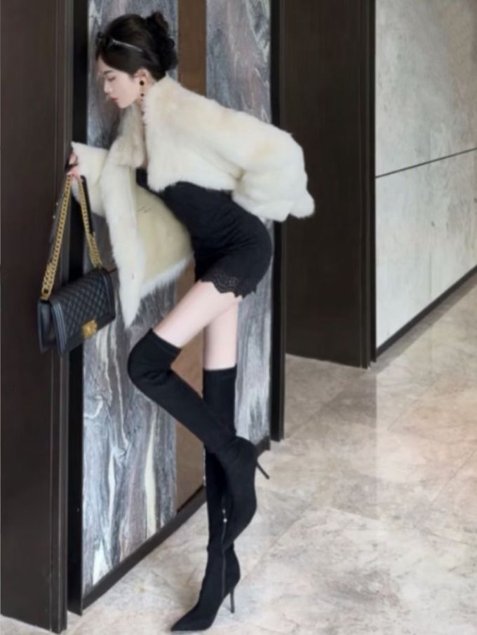 皮草面料 截短型 裘毛袖 露灰色 白玛瑙 描绘灰 名媛风 