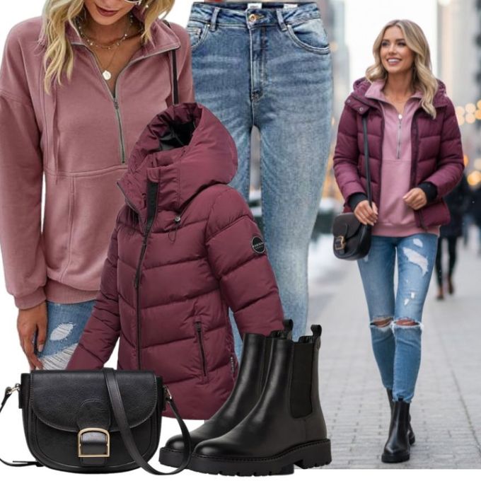 防护功能 H型 连帽领 中长袖 棉羽绒袖 绗缝 勃艮第葡萄酒色 仙粉黛葡萄酒色 绛紫色 功能拉链 基础拉链 