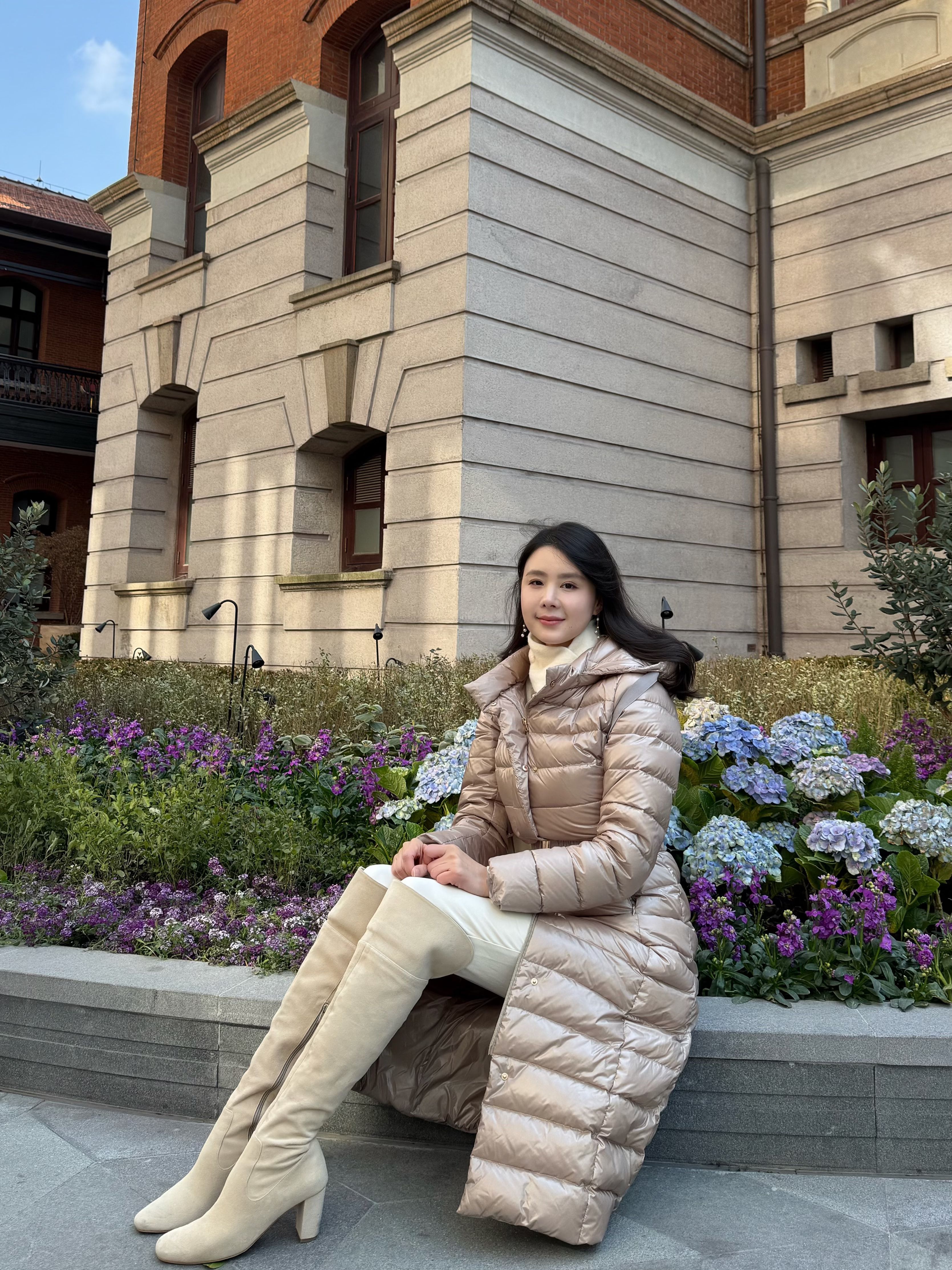 防护功能 H型 翻领 中长袖 棉羽绒袖 绗缝 蘑菇色 寺庙灰 海豚色  - VALI鞋履AI设计主图