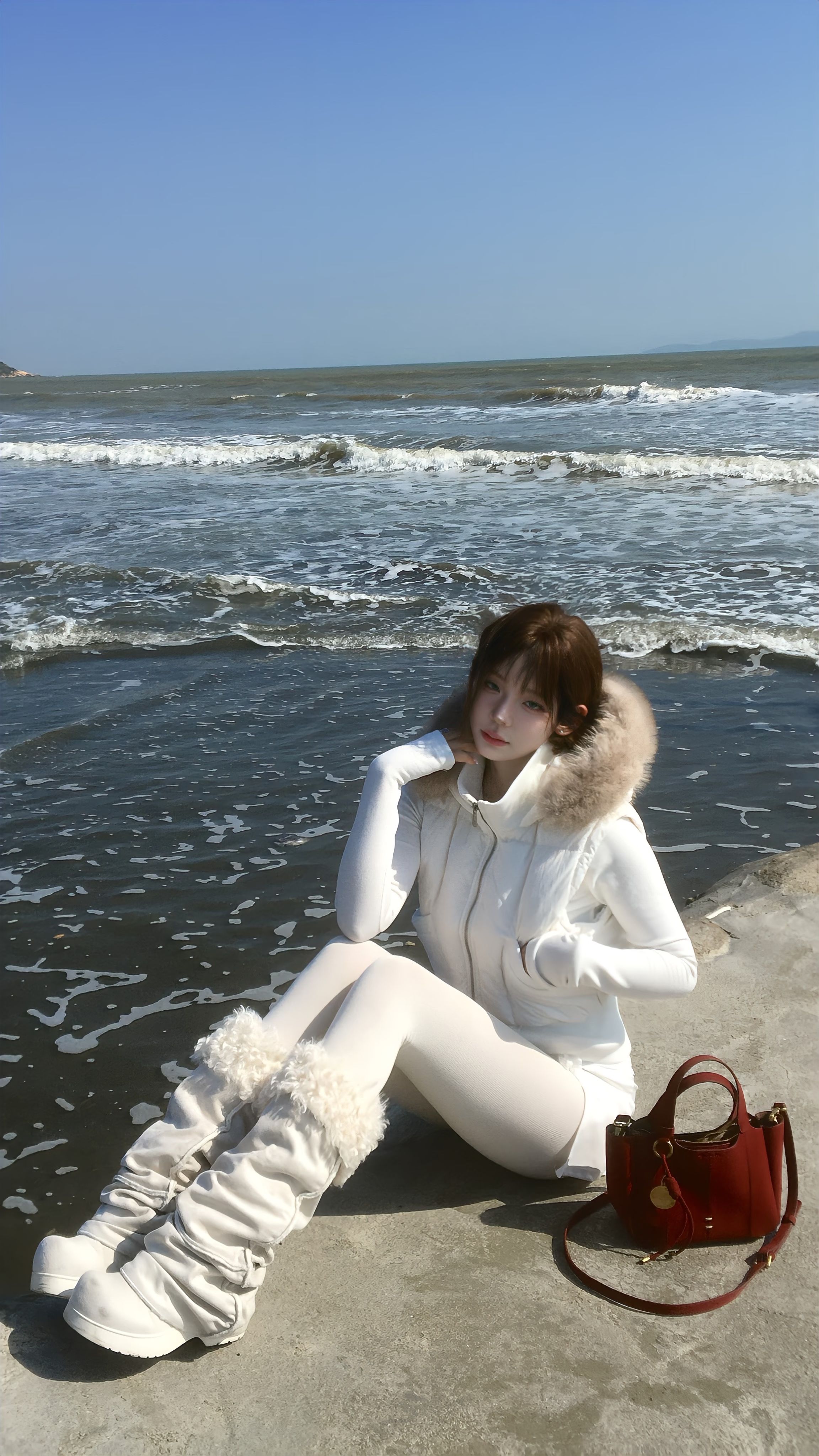 防护功能 H型 连帽领 中长袖 棉羽绒袖 钟乳石 细雨色 风向标 毛条 基础拉链 韩系休闲 休闲  - VALI鞋履AI设计主图