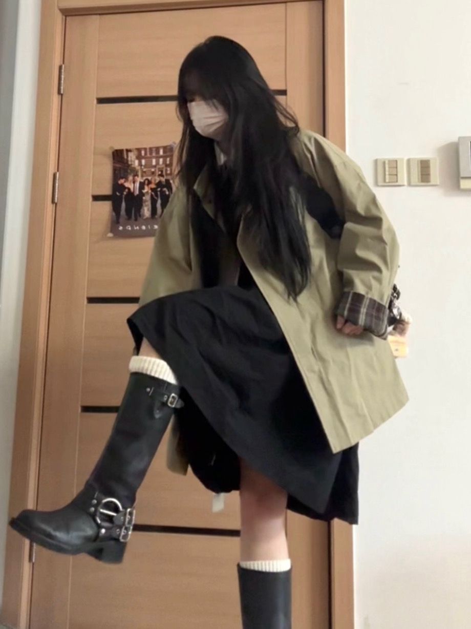 风衣 H型 基础袖 燕尾服 薄雾色 板岩黑 基础拉链  - VALI鞋履AI设计主图