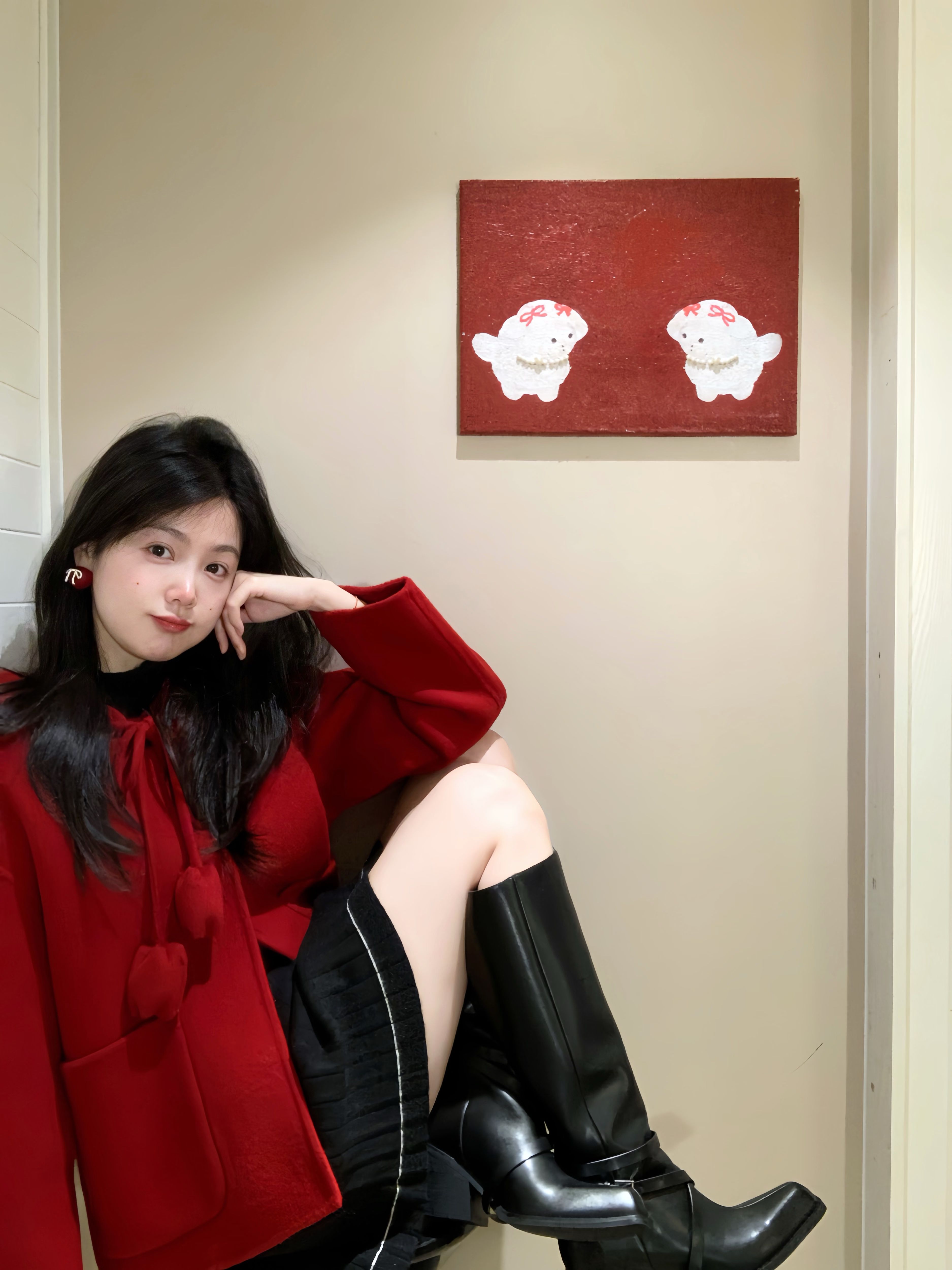 呢绒 打结-扭结 肾上腺素 火红 燕尾服  - VALI鞋履AI设计主图