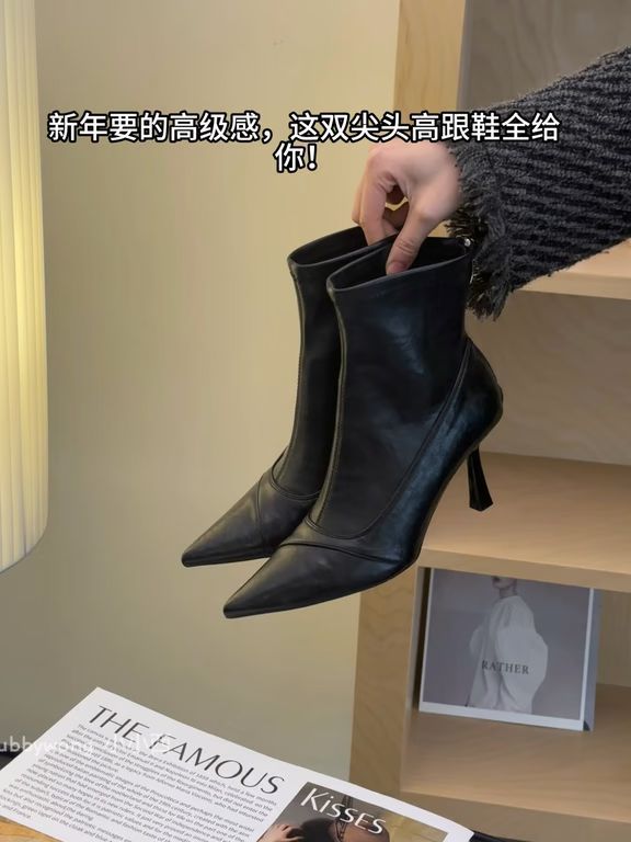 细跟 燕尾服 松香色 橄榄绿 尖头 皮革 