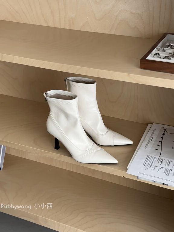 高跟 细跟 云白 蒸气灰 初霜 尖头 皮革 