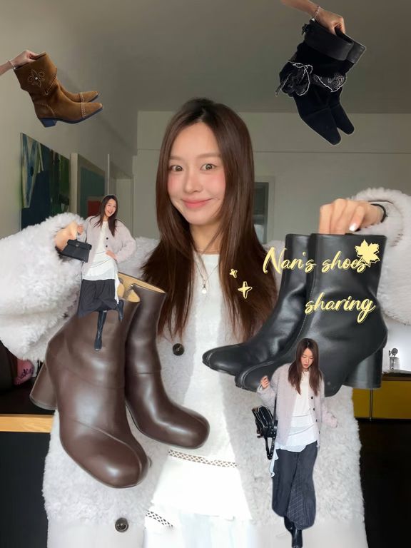 粗跟 黑袍 石山 暗影蓝 皮革  - VALI鞋履AI设计主图