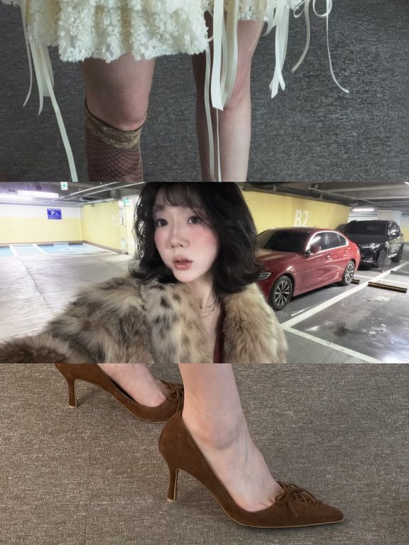 细跟 啡网纹 砖坯粉 树皮色 尖头 低帮 一脚蹬 浅口鞋 皮革 