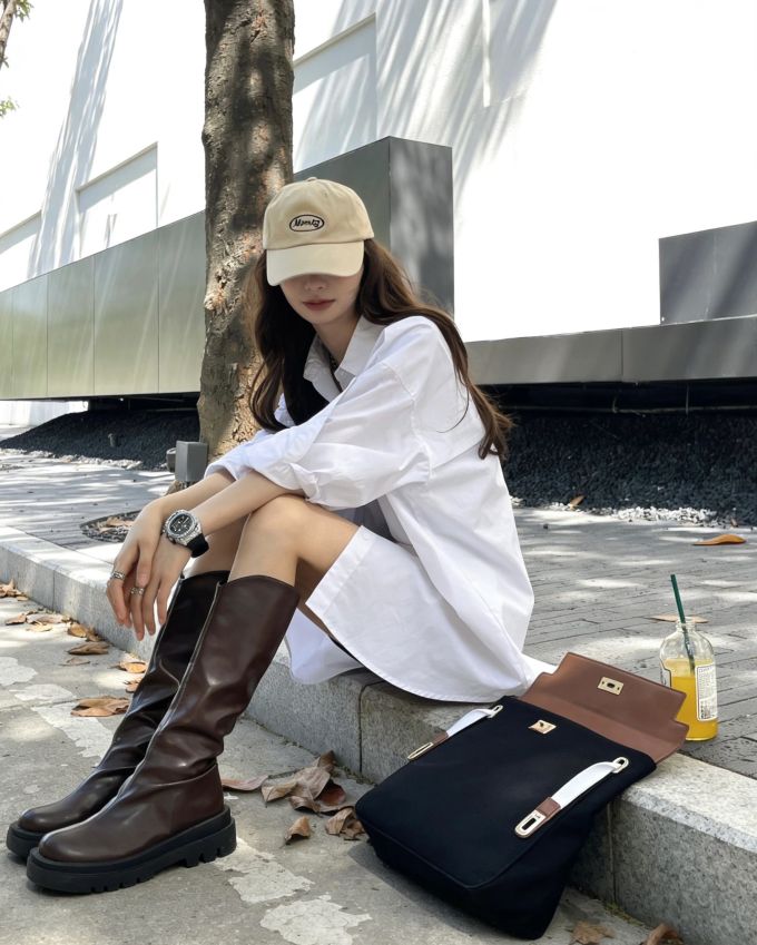 棉麻 H型 衬衫领 基础袖 灰丁香色 棉花糖奶油 基础扣饰 