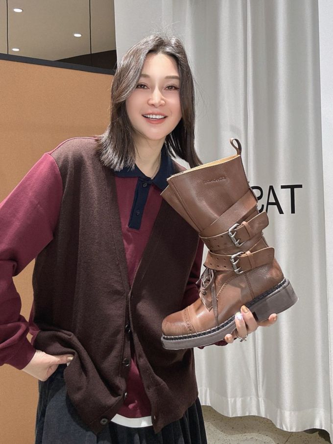 毛纺 V领 中长袖 细针 黑豆色 巧克力梅 紫褐色 基础扣饰 