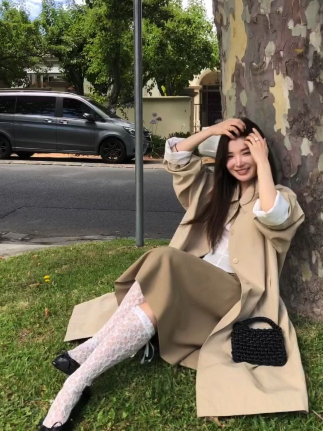 风衣 H型 翻驳领 中长袖 基础袖 沙灰色 榉树色 沙漠棕榈色 基础扣饰  - VALI鞋履AI设计主图