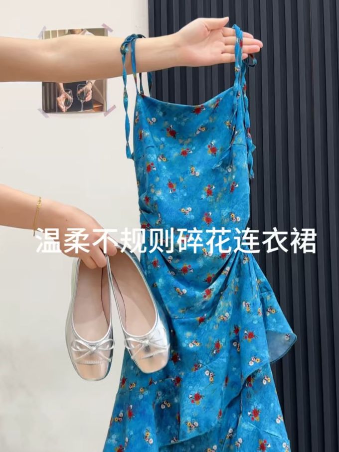 A型 抹胸领 无袖 满印&循环 印花 地中海蓝 贵族 蓝蛋白石 