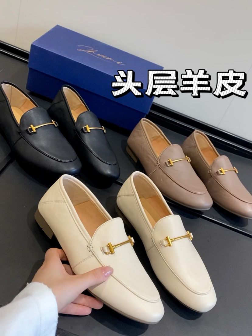 卵石色 古瓷白 漂白砂色 圆头 低帮 一脚蹬 深口鞋 皮革  - VALI鞋履AI设计主图