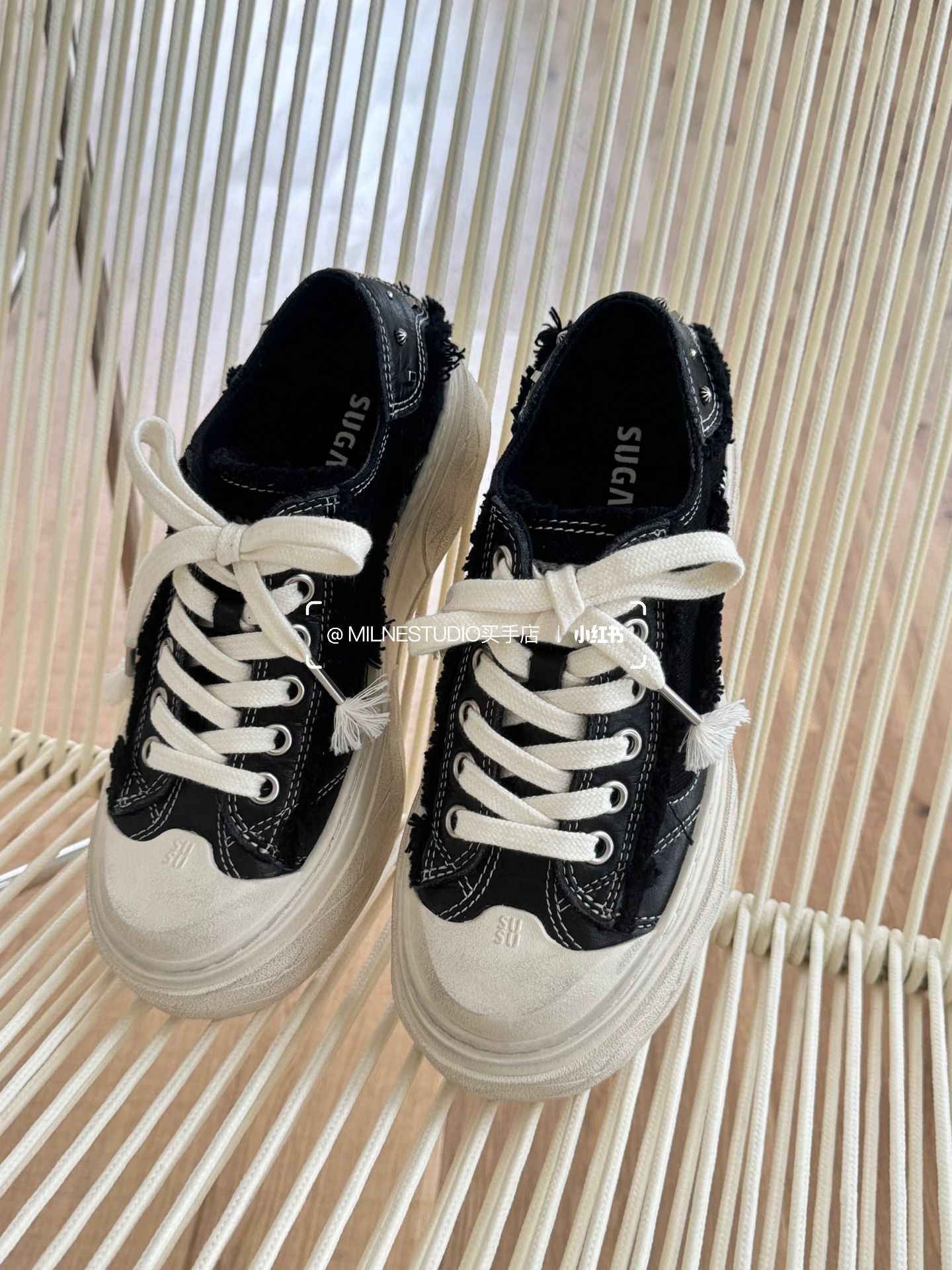 燕尾服 雨色 燕麦色 系带 布面  - VALI鞋履AI设计主图