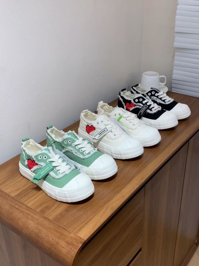 温泉蓝 波浪色 灰翠绿 中帮 布面 