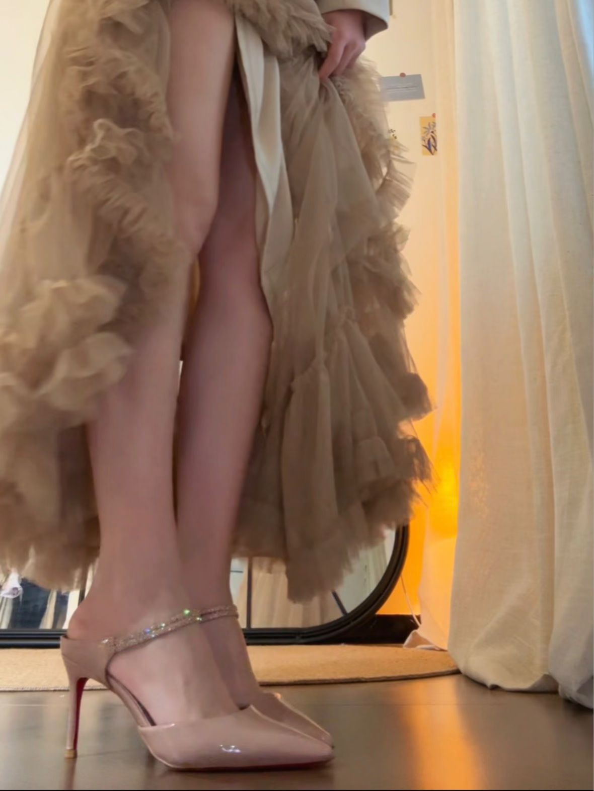 纱 A型 层叠 山鹑色 巧克力奶油 古柯摩卡  - VALI鞋履AI设计主图