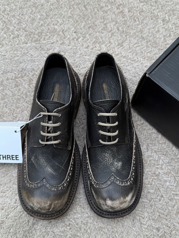 燕尾服 铁灰色 灰鲸 圆头 系带 皮革 