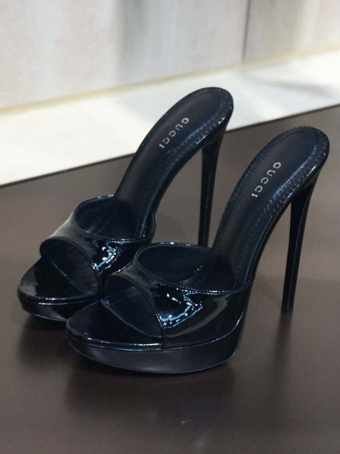 高跟 细跟 剪影 无帮 皮革 