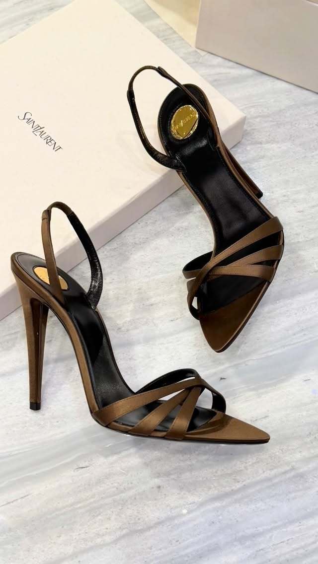 高跟 细跟 陨石色 沙漠棕榈色 狐步舞 无帮 皮革 