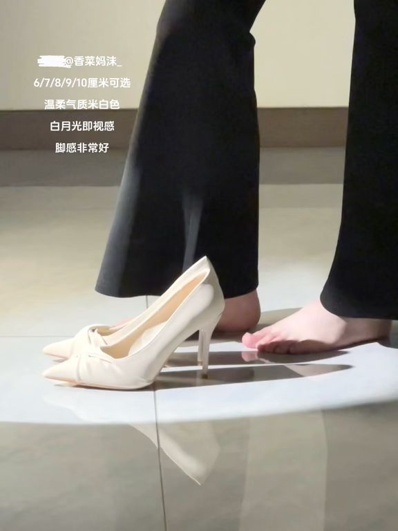 细跟 鹭白 雪峰 卡布奇诺泡沫 尖头 低帮 一脚蹬 浅口鞋 皮革  - VALI鞋履AI设计主图