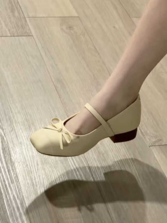 炽土黄色 贝夏梅尔 方头 中口鞋 皮革 