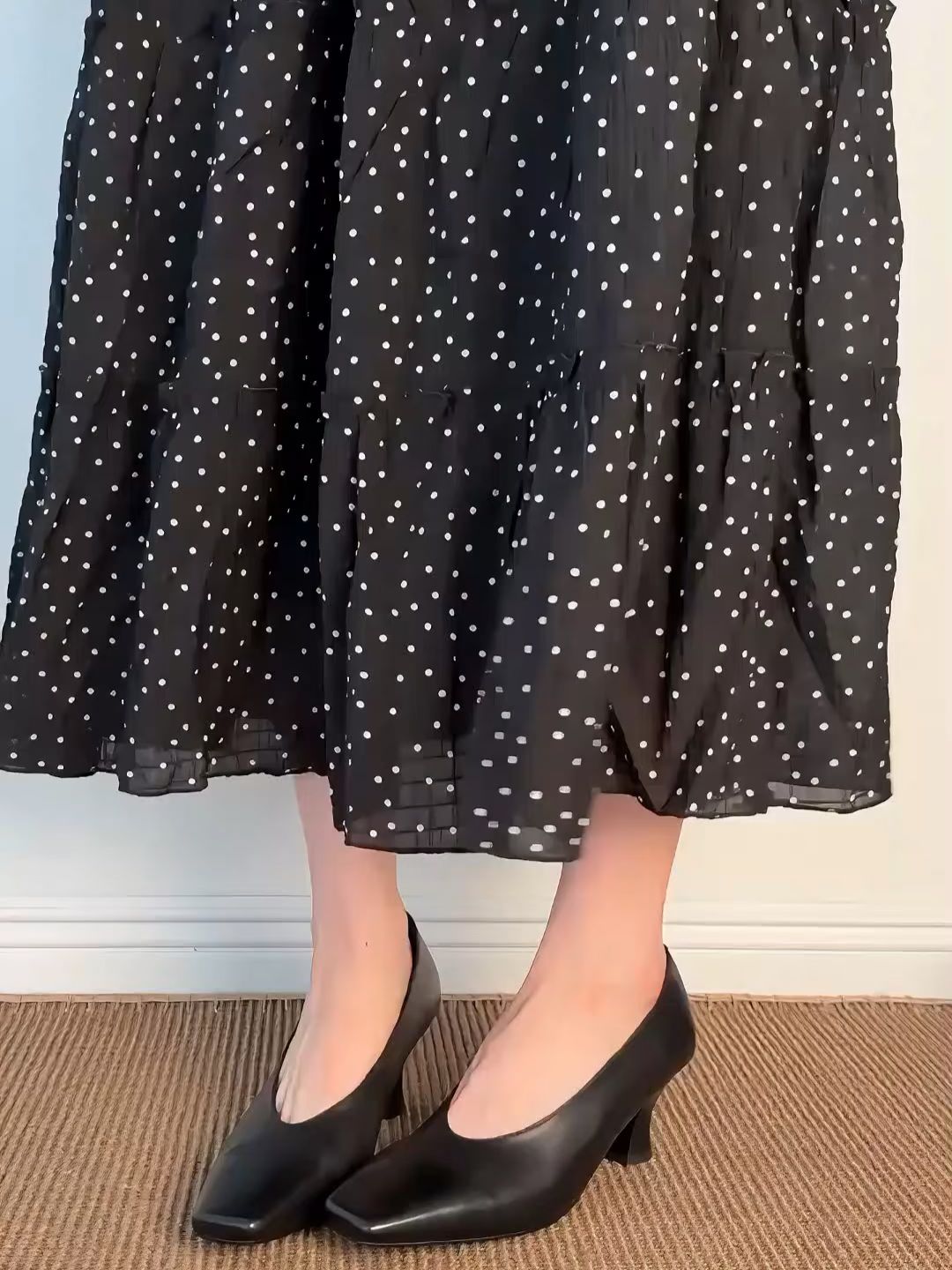 粗跟 鼹鼠色 巧克力棕 棕色花岗岩 方头 低帮 一脚蹬 中口鞋 皮革  - VALI鞋履AI设计主图