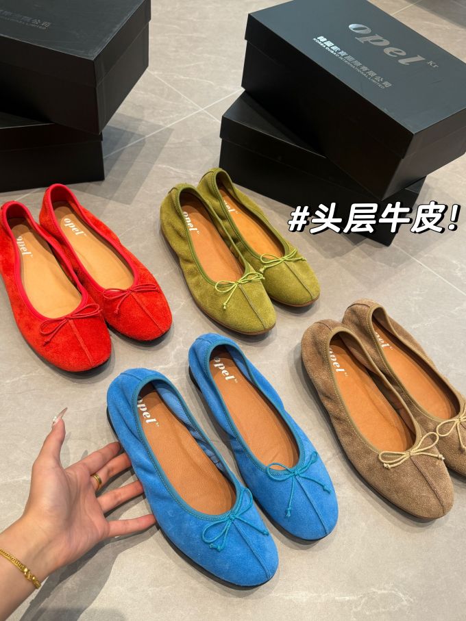 风铃草色 蔚蓝色 Baleine蓝 异形头-分趾 一脚蹬 浅口鞋 绒毛/绒面 